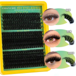 Gene false  smocuri / manuchi CMAYOME Eyelash 60D-100D de D/0,15/10-16mm - 300 smocuri GREEN681-Mixt + Acesorii